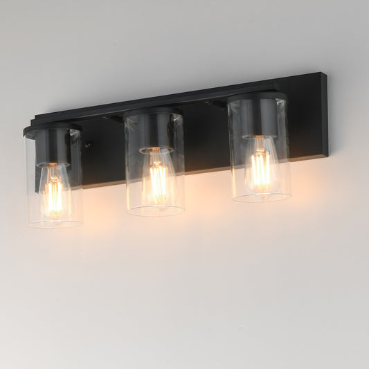 Maxim Lighting Lateral 3 Light 7.75" Bath Vanity, Black/Clear - 10283CLBK