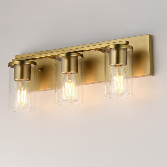 Maxim Lighting Lateral 3 Light 7.75" Bath Vanity, Satin Brass/Clear - 10283CLSBR