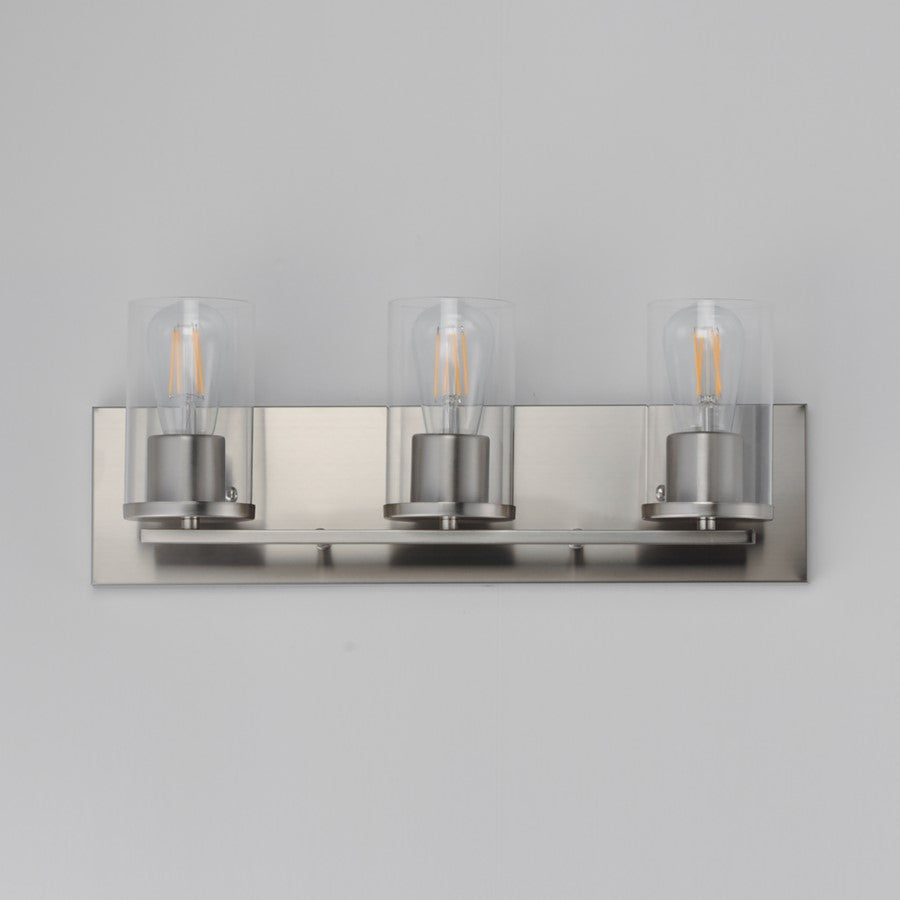 Maxim Lighting Lateral 3 Light 7.75" Bath Vanity, Satin Nickel/Clear