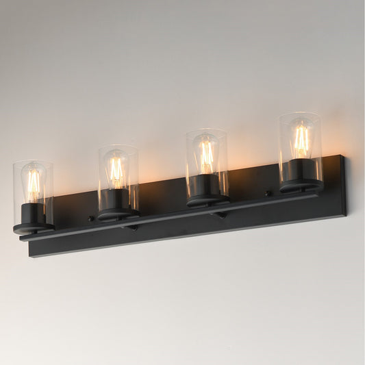 Maxim Lighting Lateral 4 Light 7.75" Bath Vanity, Black/Clear - 10284CLBK