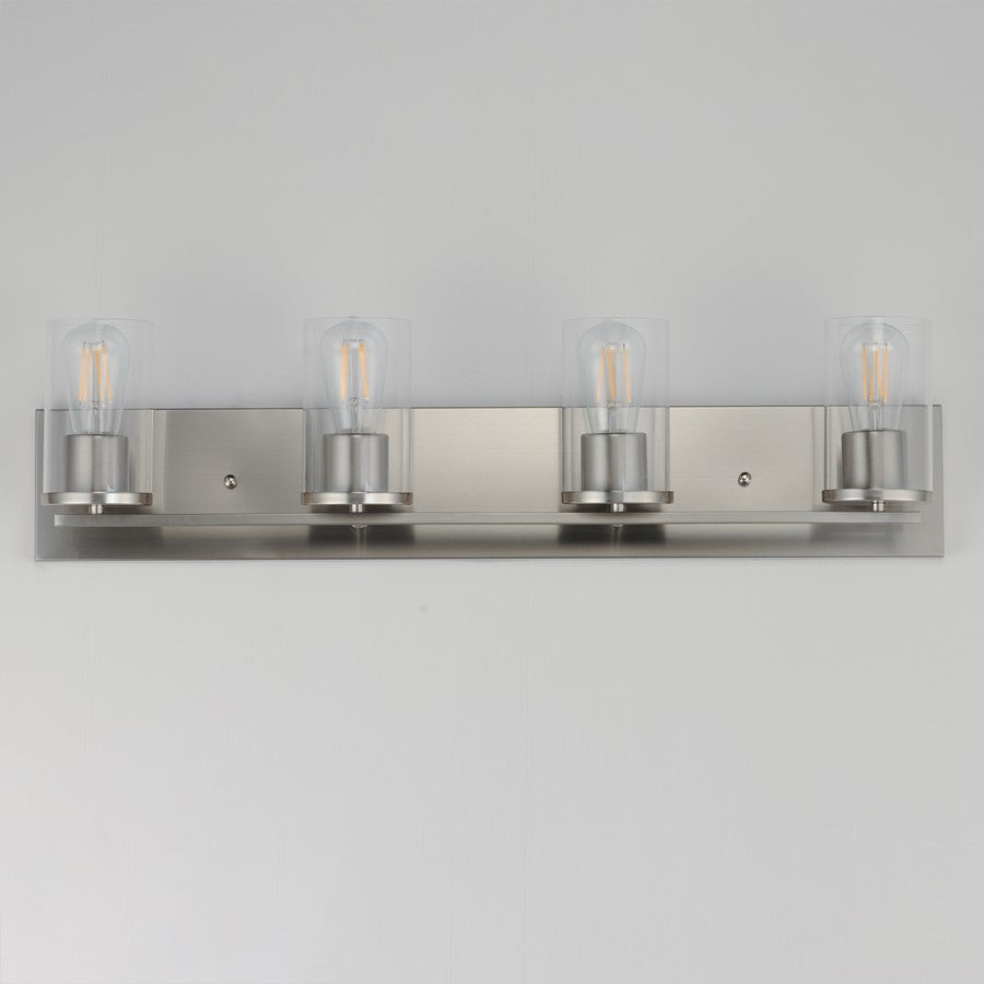 Maxim Lighting Lateral 4 Light 7.75" Bath Vanity, Satin Nickel/Clear