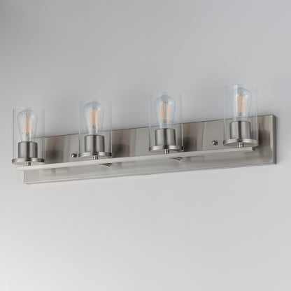 Maxim Lighting Lateral 4 Light 7.75" Bath Vanity, Satin Nickel/Clear
