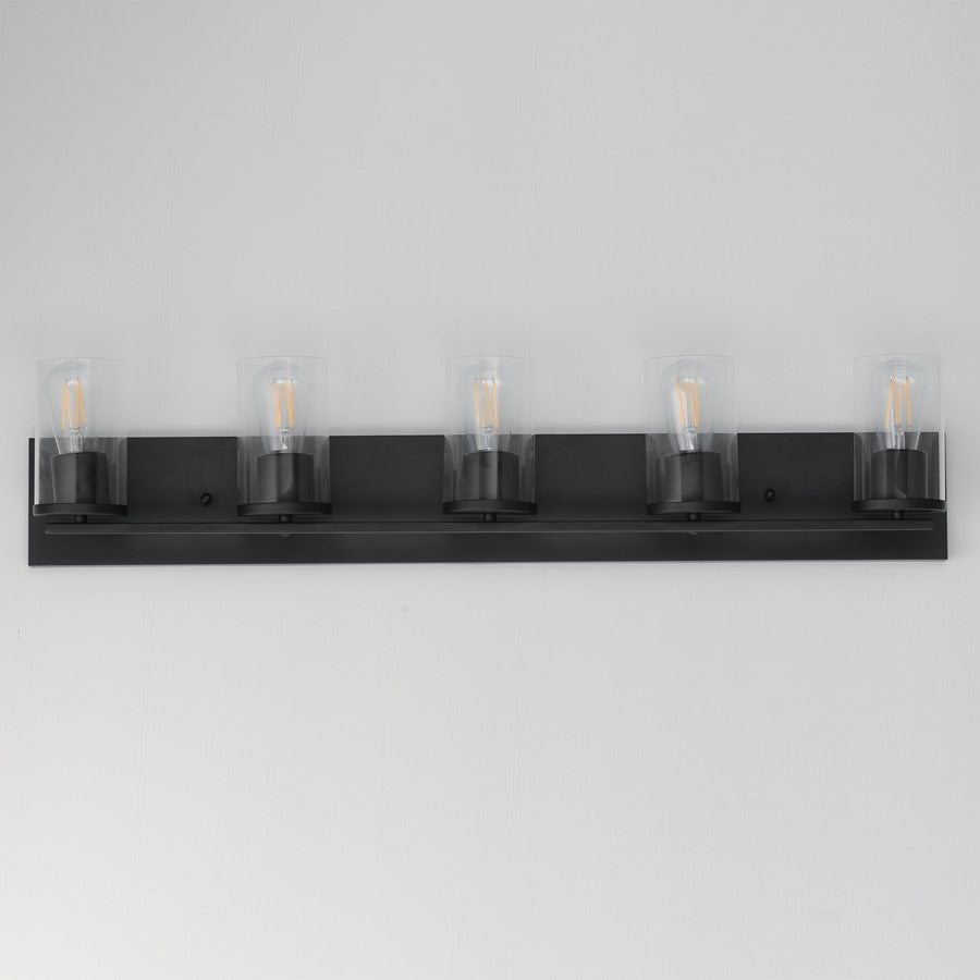 Maxim Lighting Lateral 5 Light 7.75" Bath Vanity, Black/Clear