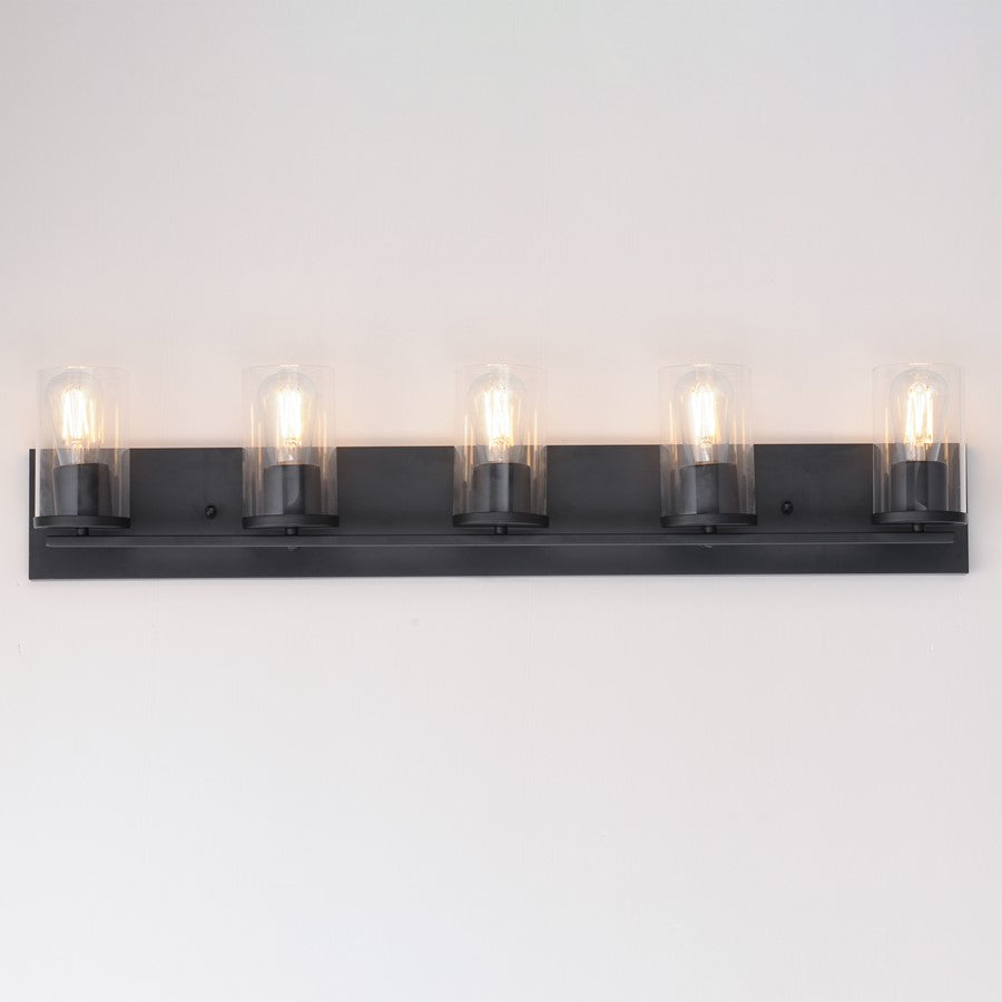 Maxim Lighting Lateral 5 Light 7.75" Bath Vanity, Black/Clear
