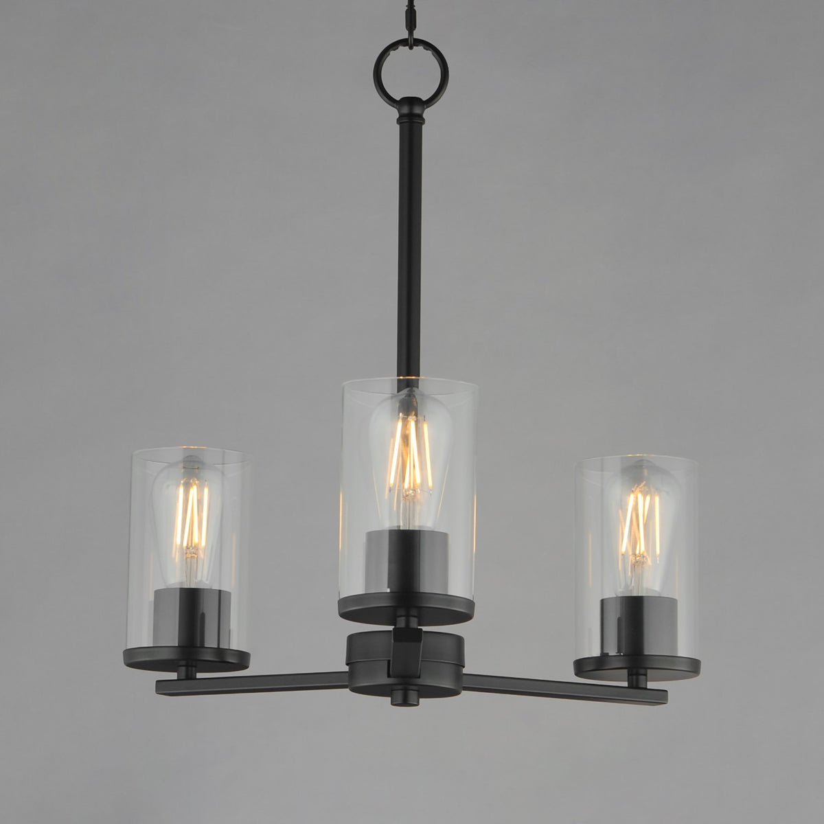 Maxim Lighting Lateral 3 Light 18" Chandelier, Black/Clear