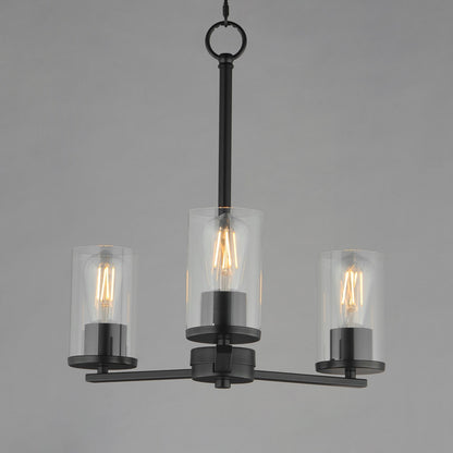 Maxim Lighting Lateral 3 Light 18" Chandelier, Black/Clear