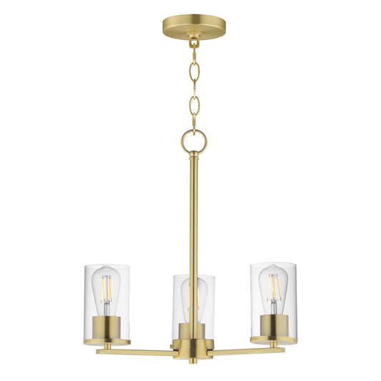 Maxim Lighting Lateral 3 Light 18" Chandelier, Satin Brass/Clear - 10287CLSBR