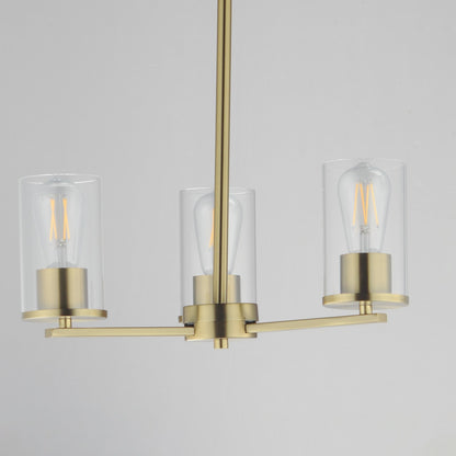 Maxim Lighting Lateral 3 Light 18" Chandelier, Satin Brass/Clear