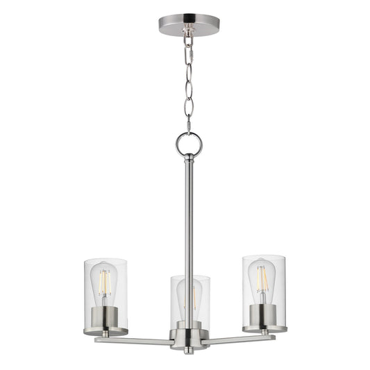 Maxim Lighting Lateral 3 Light 18" Chandelier, Satin Nickel/Clear