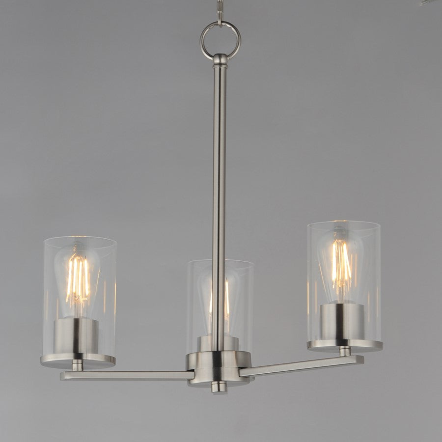 Maxim Lighting Lateral 3 Light 18" Chandelier, Satin Nickel/Clear