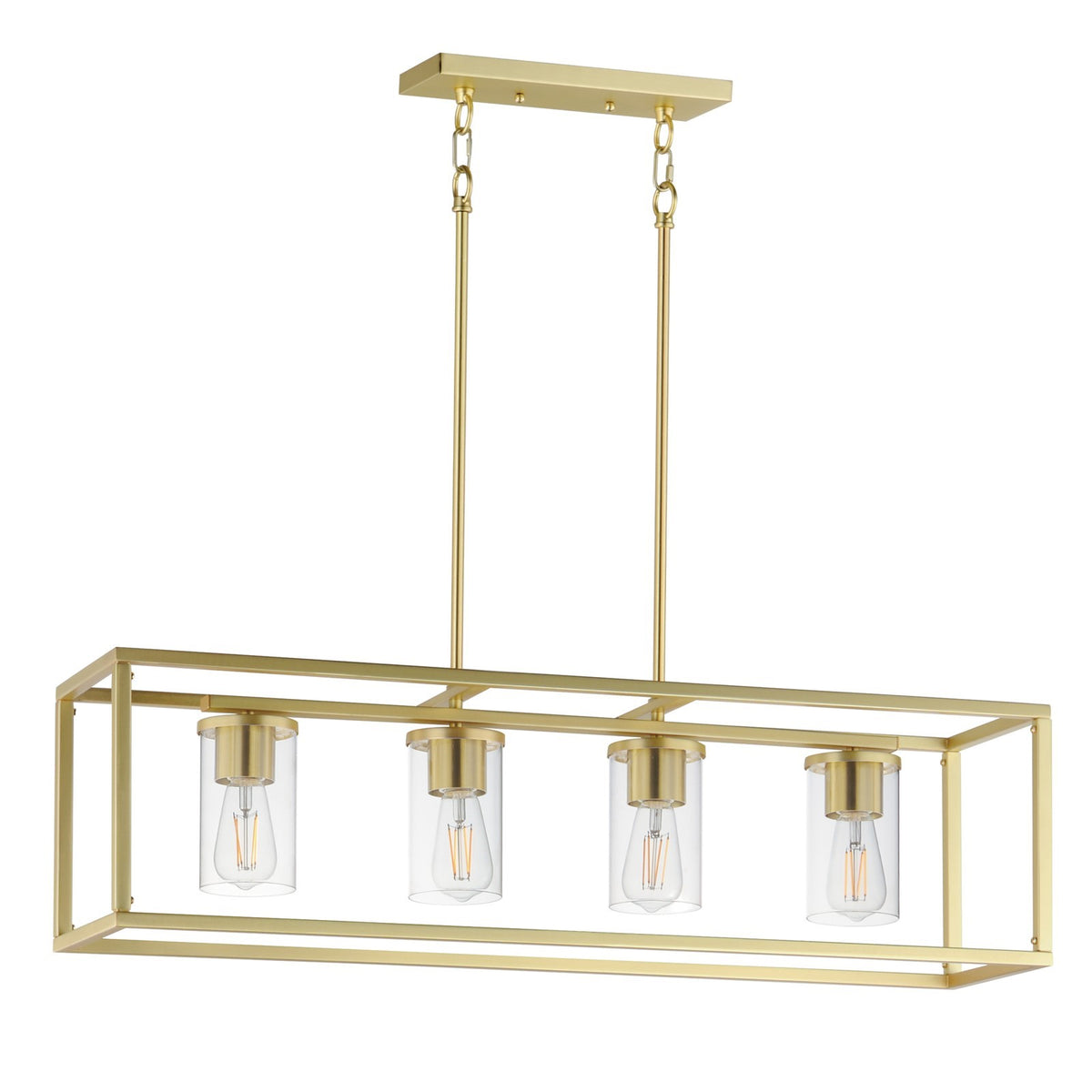 Maxim Lighting Lateral 4Lt 10" Linear Pendant, Satin Brass/Clear