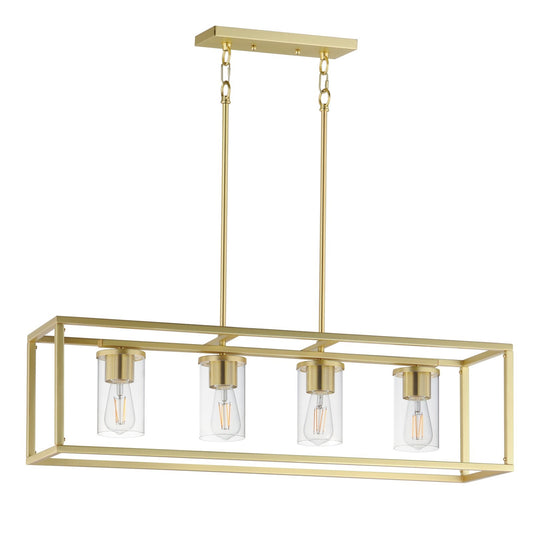 Maxim Lighting Lateral 4Lt 10" Linear Pendant, Satin Brass/Clear