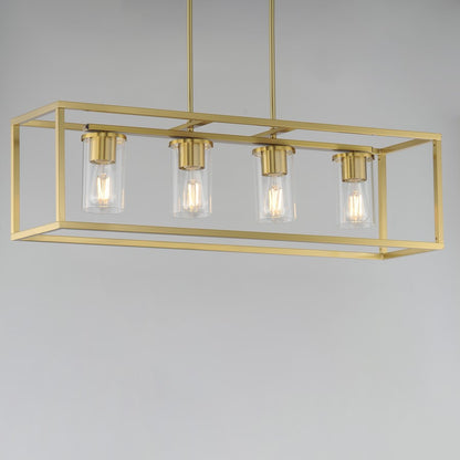 Maxim Lighting Lateral 4Lt 10" Linear Pendant, Satin Brass/Clear