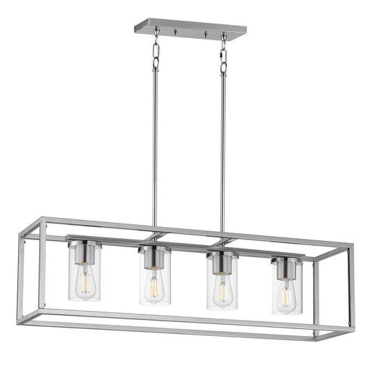 Maxim Lighting Lateral 4Lt 10" Linear Pendant, Satin Nickel/Clear