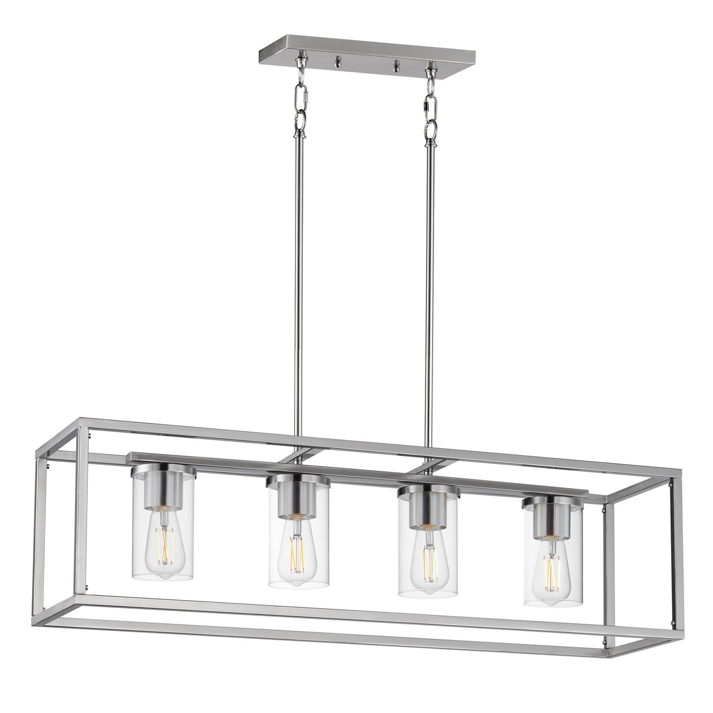 Maxim Lighting Lateral 4Lt 10" Linear Pendant, Satin Nickel/Clear