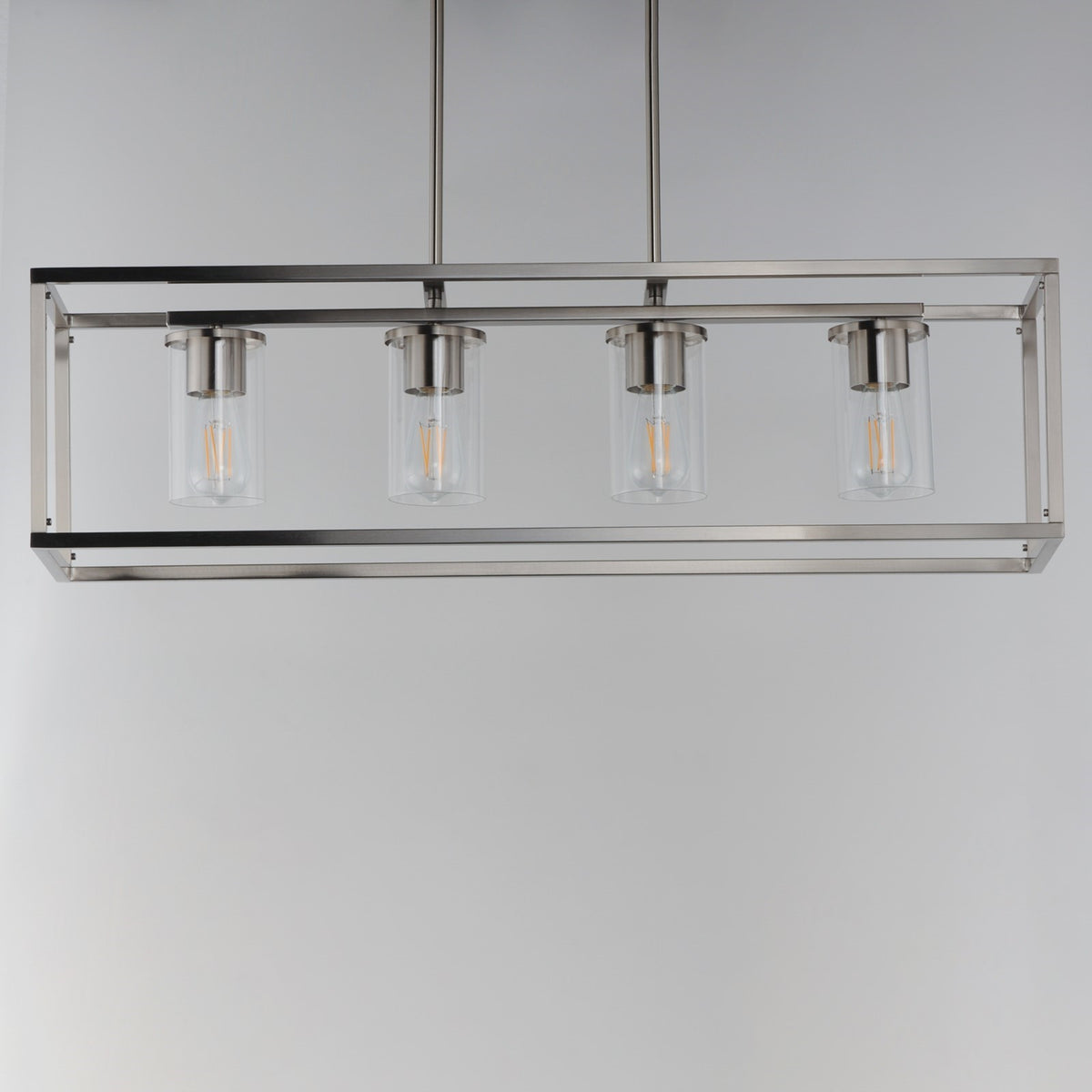 Maxim Lighting Lateral 4Lt 10" Linear Pendant, Satin Nickel/Clear