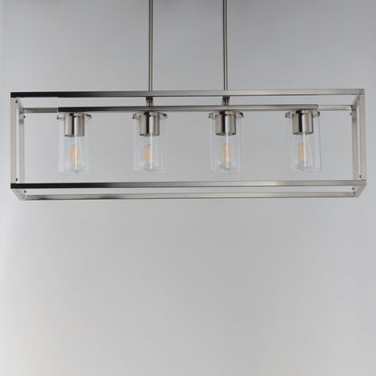 Maxim Lighting Lateral 4Lt 10" Linear Pendant, Satin Nickel/Clear