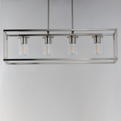 Maxim Lighting Lateral 4Lt 10" Linear Pendant, Satin Nickel/Clear