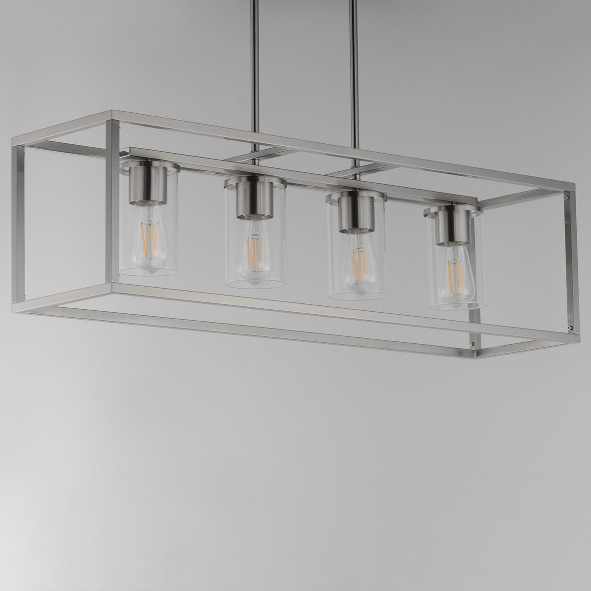 Maxim Lighting Lateral 4Lt 10" Linear Pendant, Satin Nickel/Clear