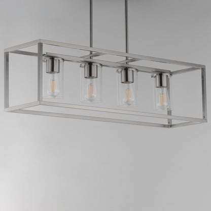 Maxim Lighting Lateral 4Lt 10" Linear Pendant, Satin Nickel/Clear