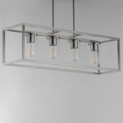 Maxim Lighting Lateral 4Lt 10" Linear Pendant, Satin Nickel/Clear