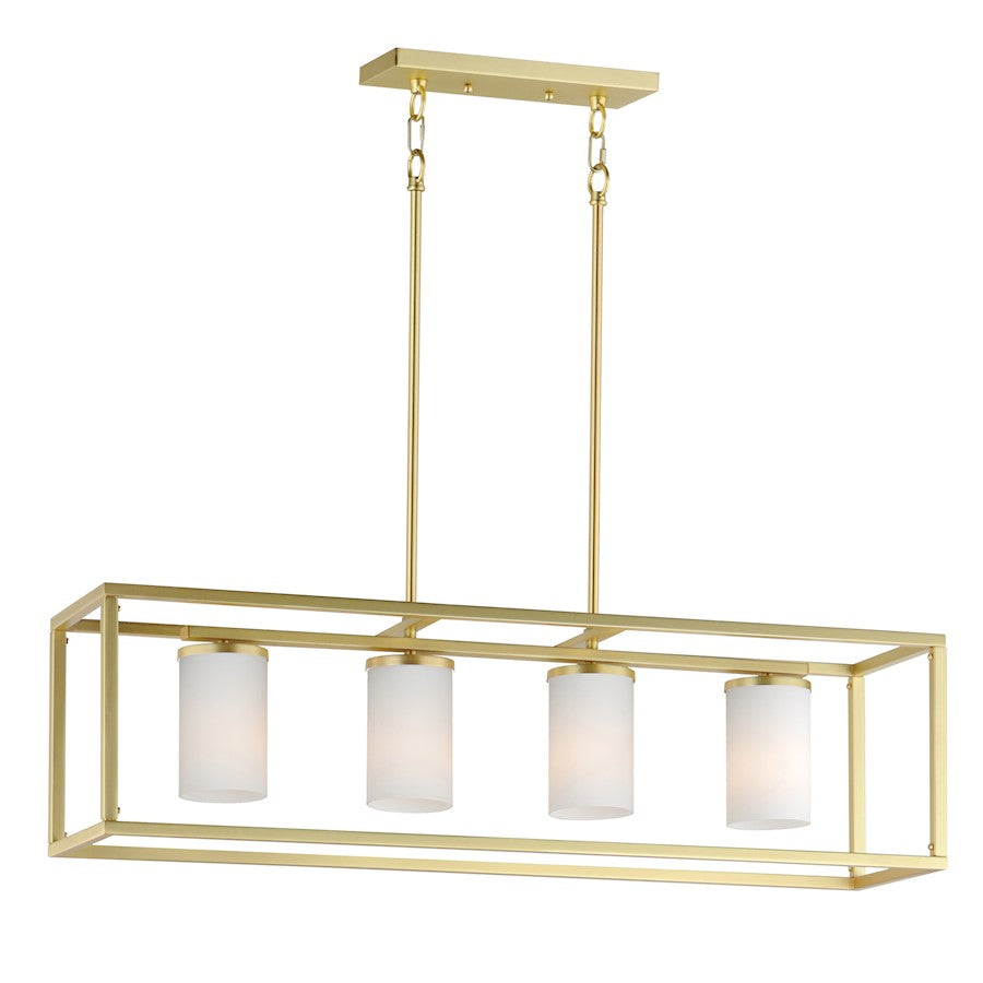 Maxim Lighting Lateral 4 Light Linear Pendant, Brass/White