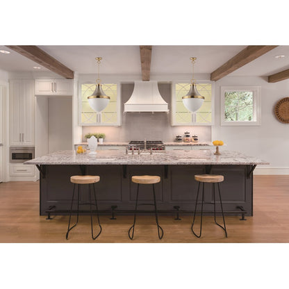 1 Light Pendant, Nickel/Brass/White