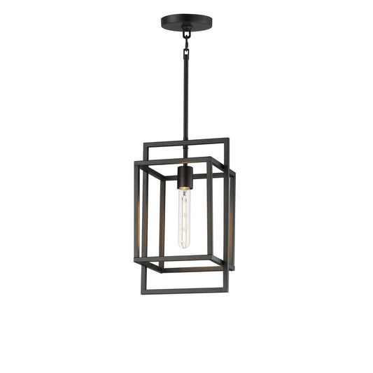 Maxim Lighting Gridline 9in 1-Light Pendant | Modern Black Steel Open Frame | Kitchen Island & Dining Room | 9 x 8 x 15.25 in | Model 10411BK