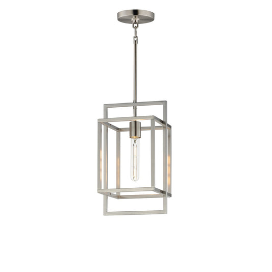 Maxim Lighting Gridline 9in 1-Light Pendant | Modern Satin Nickel Steel Open Frame | Kitchen Island & Dining Room | 9 x 8 x 15.25 in | Model 10411SN