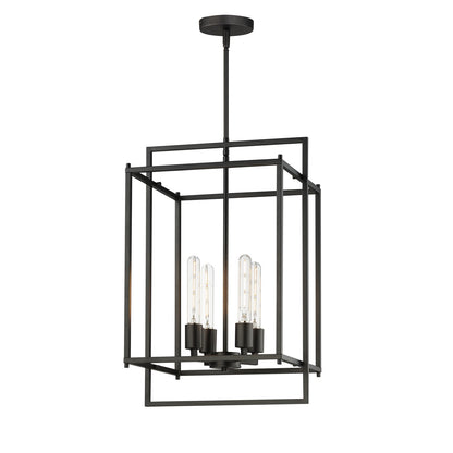 Maxim Lighting Gridline 15in 4-Light Pendant | Modern Black Steel Open Frame | Kitchen Island & Dining Room | 15 x 14 x 24 in | Model 10412BK