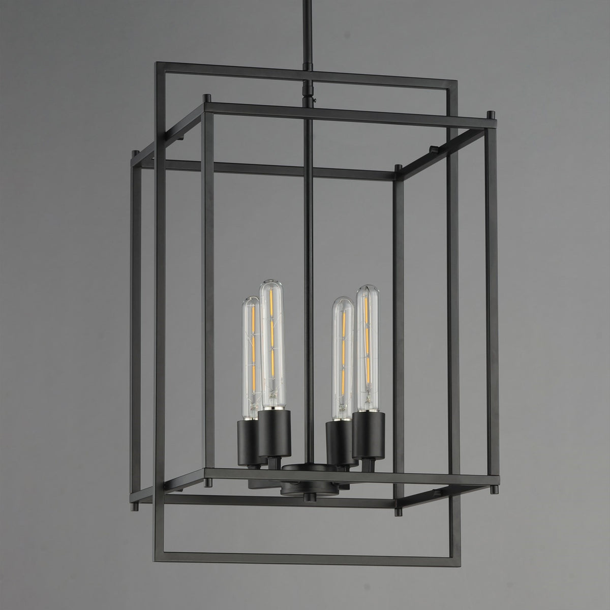 Maxim Lighting Gridline 15in 4-Light Pendant | Modern Black Steel Open Frame | Kitchen Island & Dining Room | 15 x 14 x 24 in | Model 10412BK