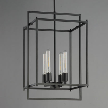 Maxim Lighting Gridline 15in 4-Light Pendant | Modern Black Steel Open Frame | Kitchen Island & Dining Room | 15 x 14 x 24 in | Model 10412BK