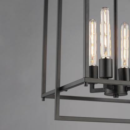 Maxim Lighting Gridline 15in 4-Light Pendant | Modern Black Steel Open Frame | Kitchen Island & Dining Room | 15 x 14 x 24 in | Model 10412BK