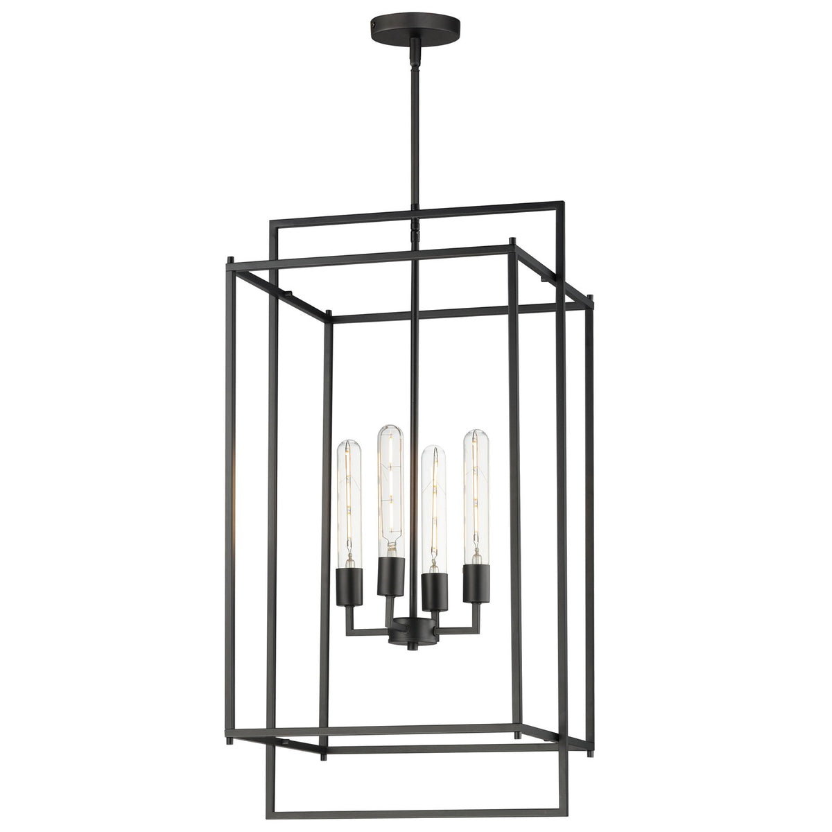 Maxim Lighting Gridline 18in 4-Light Pendant | Modern Matte Black Steel | Kitchen Island & Dining Room | 18 x 17 x 35.5 in | Model 10413BK
