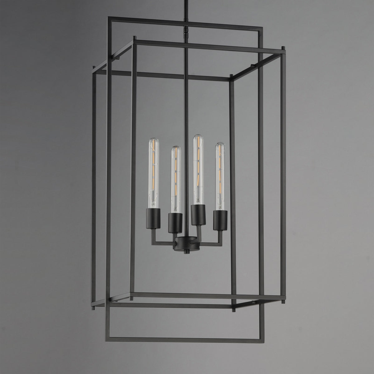 Maxim Lighting Gridline 18in 4-Light Pendant | Modern Matte Black Steel | Kitchen Island & Dining Room | 18 x 17 x 35.5 in | Model 10413BK