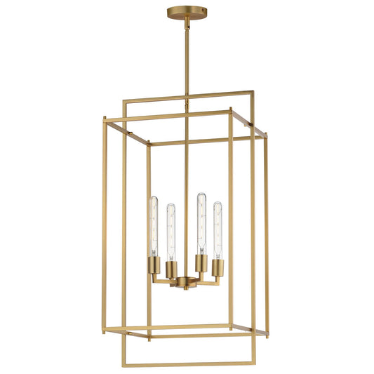 Maxim Lighting Gridline 18in 4-Light Pendant | Modern Natural Aged Brass Steel | Dining Room & Kitchen Island | 18 x 17 x 35.5 in | Model 10413NAB