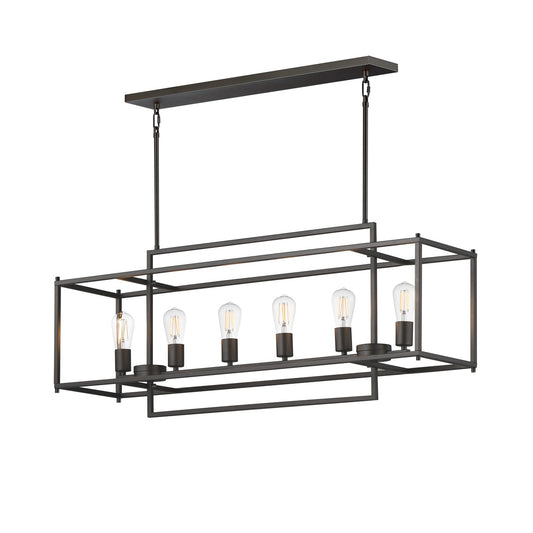 Maxim Lighting Gridline 42in 6-Light Linear Pendant | Modern Matte Black Steel | Kitchen Island & Dining Room | 42 x 10 x 17 in | Model 10416BK