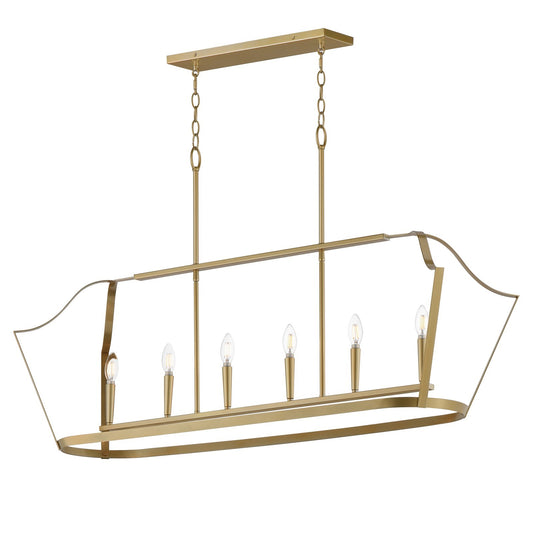 Maxim Arden 48in 6-Light Linear Pendant | Traditional Natural Aged Brass Steel | Kitchen Island & Dining Room | 48 x 14 x 31 in | Model 10427NAB