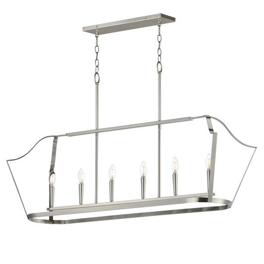 Maxim Arden 48in 6-Light Linear Pendant | Transitional Satin Nickel Steel | Kitchen Island & Dining Room | 48 x 14 x 31 in | Model 10427SN