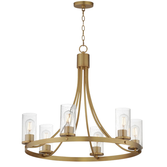 Maxim Livingston 30in 6-Light Chandelier | Modern Natural Aged Brass and Clear Seeded Glass | Dining Room & Foyer | Model 10466CDNAB