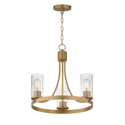 Maxim Livingston 20in 3-Light Chandelier | Modern Natural Aged Brass and Clear Seedy Glass | Dining Room & Foyer | Model 10467CDNAB