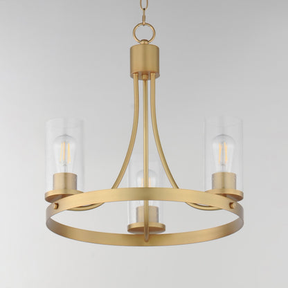 Maxim Livingston 20in 3-Light Chandelier | Modern Natural Aged Brass and Clear Seedy Glass | Dining Room & Foyer | Model 10467CDNAB