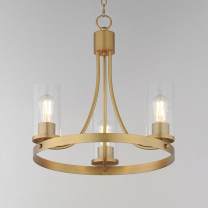 Maxim Livingston 20in 3-Light Chandelier | Modern Natural Aged Brass and Clear Seedy Glass | Dining Room & Foyer | Model 10467CDNAB