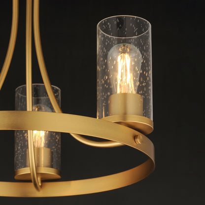 Maxim Livingston 20in 3-Light Chandelier | Modern Natural Aged Brass and Clear Seedy Glass | Dining Room & Foyer | Model 10467CDNAB
