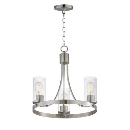 Maxim Livingston 20in 3-Light Chandelier | Transitional Satin Nickel and Clear Seeded Glass | Dining Room & Foyer | Model 10467CDSN