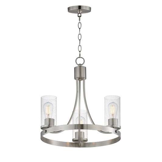 Maxim Livingston 20in 3-Light Chandelier | Transitional Satin Nickel and Clear Seeded Glass | Dining Room & Foyer | Model 10467CDSN