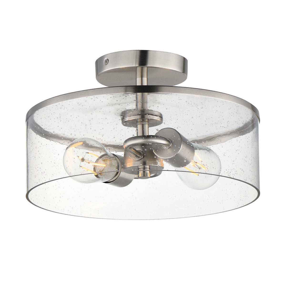 Maxim Lighting Livingston 12in 2-Light Semi-Flush Mount | Modern Satin Nickel and Clear Seeded Glass | Bedroom & Hallway | Model 10469CDSN