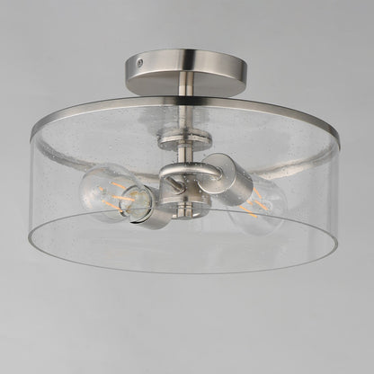 Maxim Lighting Livingston 12in 2-Light Semi-Flush Mount | Modern Satin Nickel and Clear Seeded Glass | Bedroom & Hallway | Model 10469CDSN