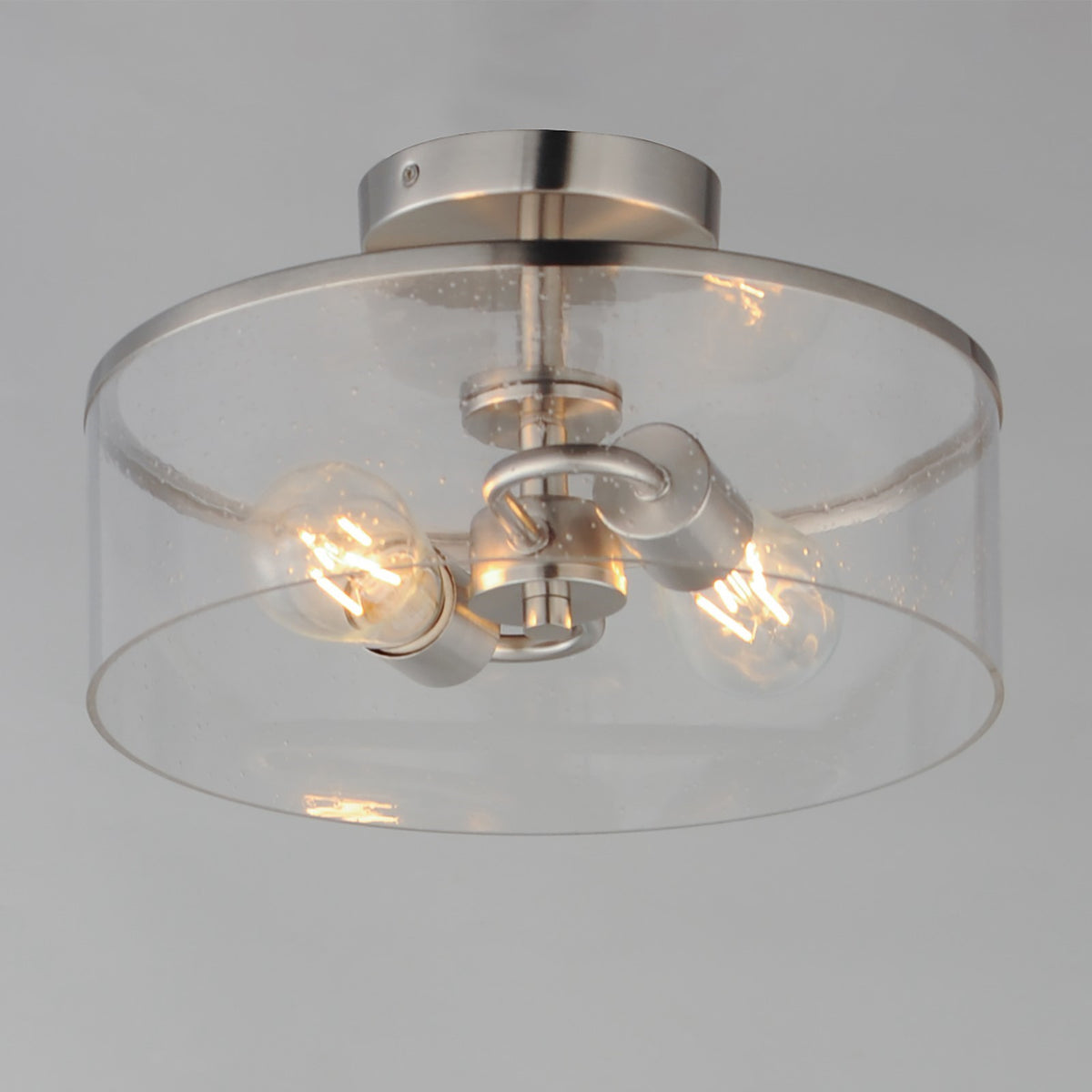 Maxim Lighting Livingston 12in 2-Light Semi-Flush Mount | Modern Satin Nickel and Clear Seeded Glass | Bedroom & Hallway | Model 10469CDSN