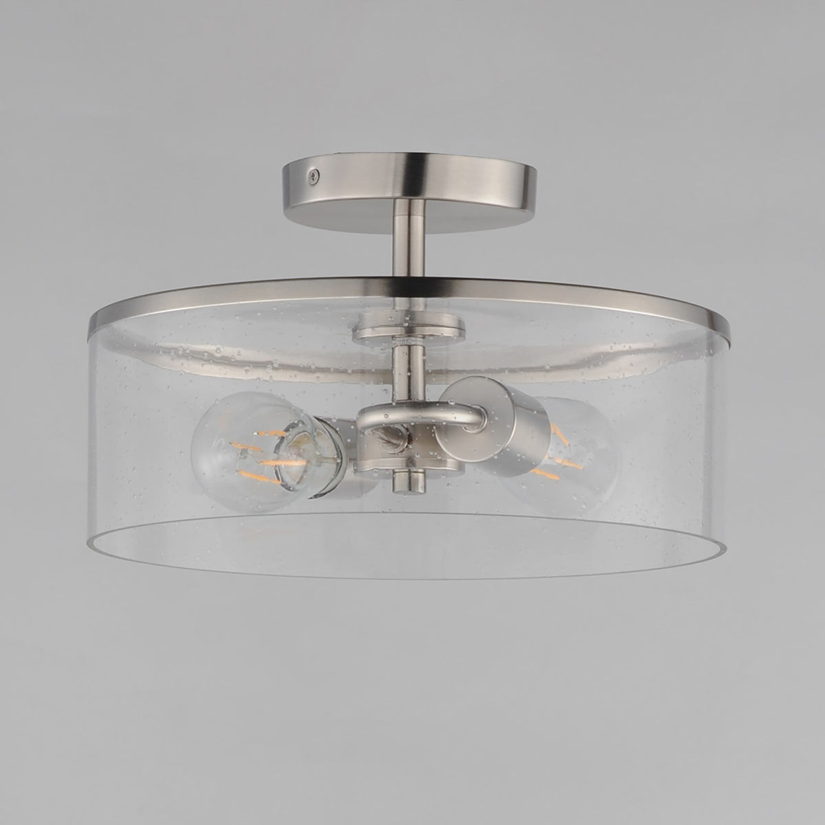 Maxim Lighting Livingston 12in 2-Light Semi-Flush Mount | Modern Satin Nickel and Clear Seeded Glass | Bedroom & Hallway | Model 10469CDSN